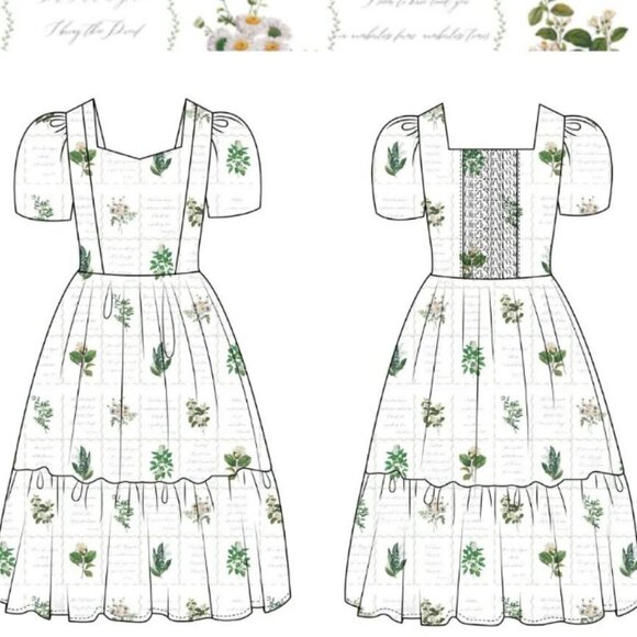 Mome Brand Evanjelina & Co Faye Dress in Botanical Love Poems Small NWT - Picture 6 of 6